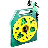 Шланг для поливу на котушці 20м з розпилювачем BSM Зелений з жовтим, фото 4