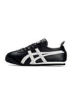 Жіночі шкіряні кросівки ASICS Onitsuka Tiger Mexico 66 Black White, кеди Асикс шкіра чорні 37