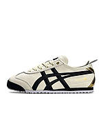 Жіночі шкіряні кросівки ASICS Onitsuka Tiger Mexico 66 Beige Black, кеди Асикс шкіра бежеві 37