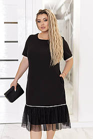 Ошатна сукня з костюмної тканини та сітки Гафре батал