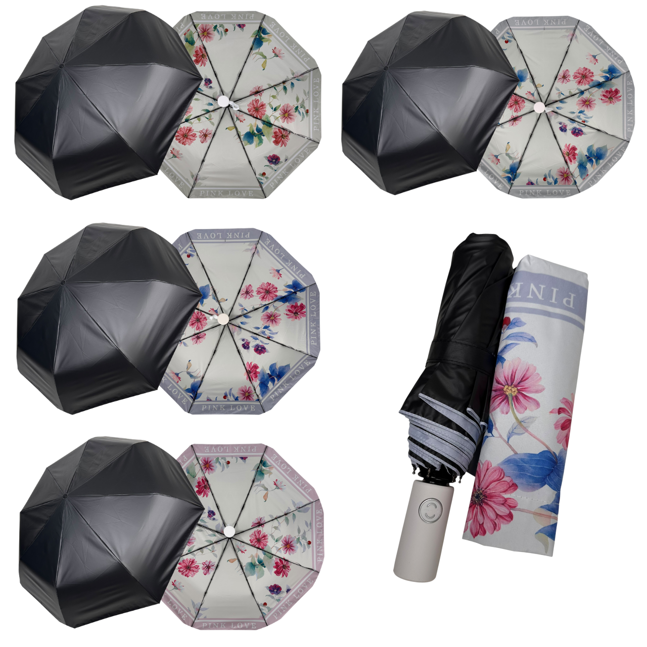 Оптом Стильна автоматична парасолька на 8 спиць Feeling Rain, з кольоровим кантом, 3522, фото 1