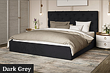 Ліжко Велюр 180*200см Dark Grey з механізмом та м'яким узголівьям, фото 3