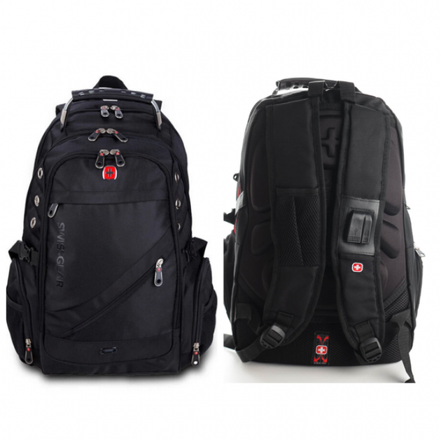Чорний водозахисний рюкзак SwissGear 8810 з дощовиком, фото 1