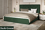 Ліжко Велюр 160*200см Dark Green з механізмом та м'яким узголівьям, фото 3