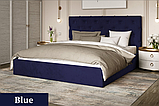 Ліжко Велюр 160*200см Blue з механізмом та м'яким узголівьям, фото 3