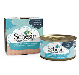 Schesir ТУНЕЦЬ З АЛОЕ (Tuna Aloe Kitten) вологий корм консерви для кошенят, банку 85гр