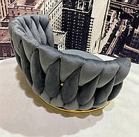 Стілець Mila CH-Base оббивка велюр сірий UC-901 на круглій хромованій ніжці, поворотний із регулюванням висоти, фото 7