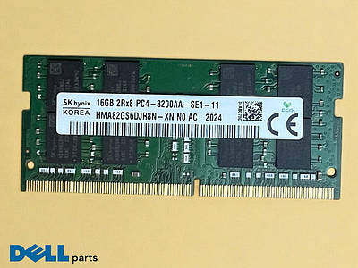 Barrette RAM DDR4 16 Go 3200 MHz ECC SODIMM Pour Portable - SK Hynix, Modèle HMA82GS7DJR8N-XN