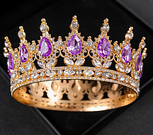 Корона  діадема з фіолетовими камінцями