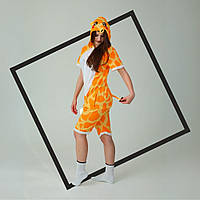 Летний кигуруми жираф оранжевый с коротким рукавом на пуговицах и с карманами кегуруми 4012