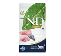 Беззерновий сухий корм Farmina N&D, для дорослих кішок, ягня з чорницею 300 г