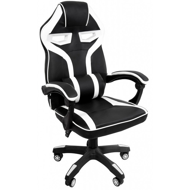 Геймерське крісло ергономічне Bonro PRO-827 | біле | анатомічна спинка, регульована висота, поперекова подушка