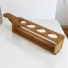 Підставка для чарок стопок шотів "Байків". Ясень Lasco d=40мм х4 отвори, 330 х 60 х 65h мм 1301b-SCL