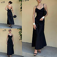 Стильное летнее женское платье в пол длинный льняной сарафан макси с большим бантом на спине лен