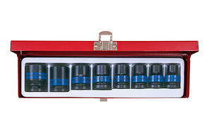 Комплект ударних головок 1/2" 6-гранних, 8 одиниць (10-24 мм) в металевому кейсі