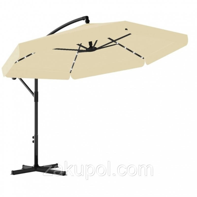 Парасоля садова з нахилом та LED підсвіткою Ecarla OGP11K Кремовий, фото 1