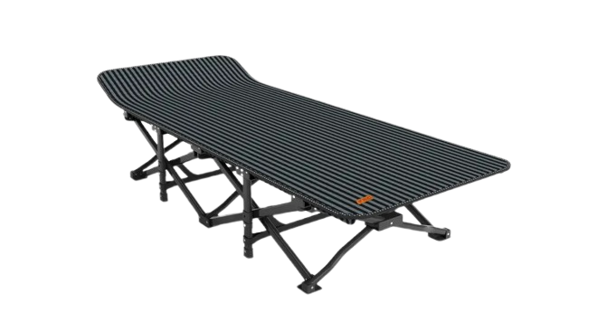 Ліжко‑шезлонг | розкладне | чорне | з сумкою для транспортування | витримує 200 кг | для кемпінгу, саду, дому | WCG CCS01