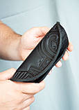 Футляр для окулярів шкіряний чоловічий чорний з орнаментом Плин Часу | очешник шкіра, фото 2