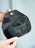 Футляр для окулярів шкіряний чоловічий чорний з орнаментом Плин Часу | очешник шкіра, фото 6