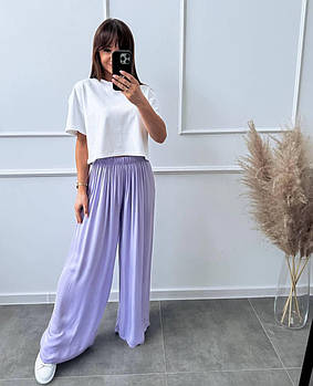 Жіночі штани палаццо з щільного софту 42, 44, 46, 48 бузковий