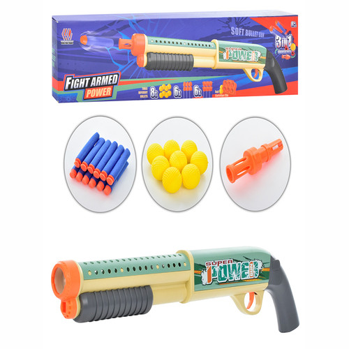 Дитяча рушниця дробовик Super Power (довжина 53см, м'які кулі 6шт, присоски 6шт, кульки) (8029B), фото 1