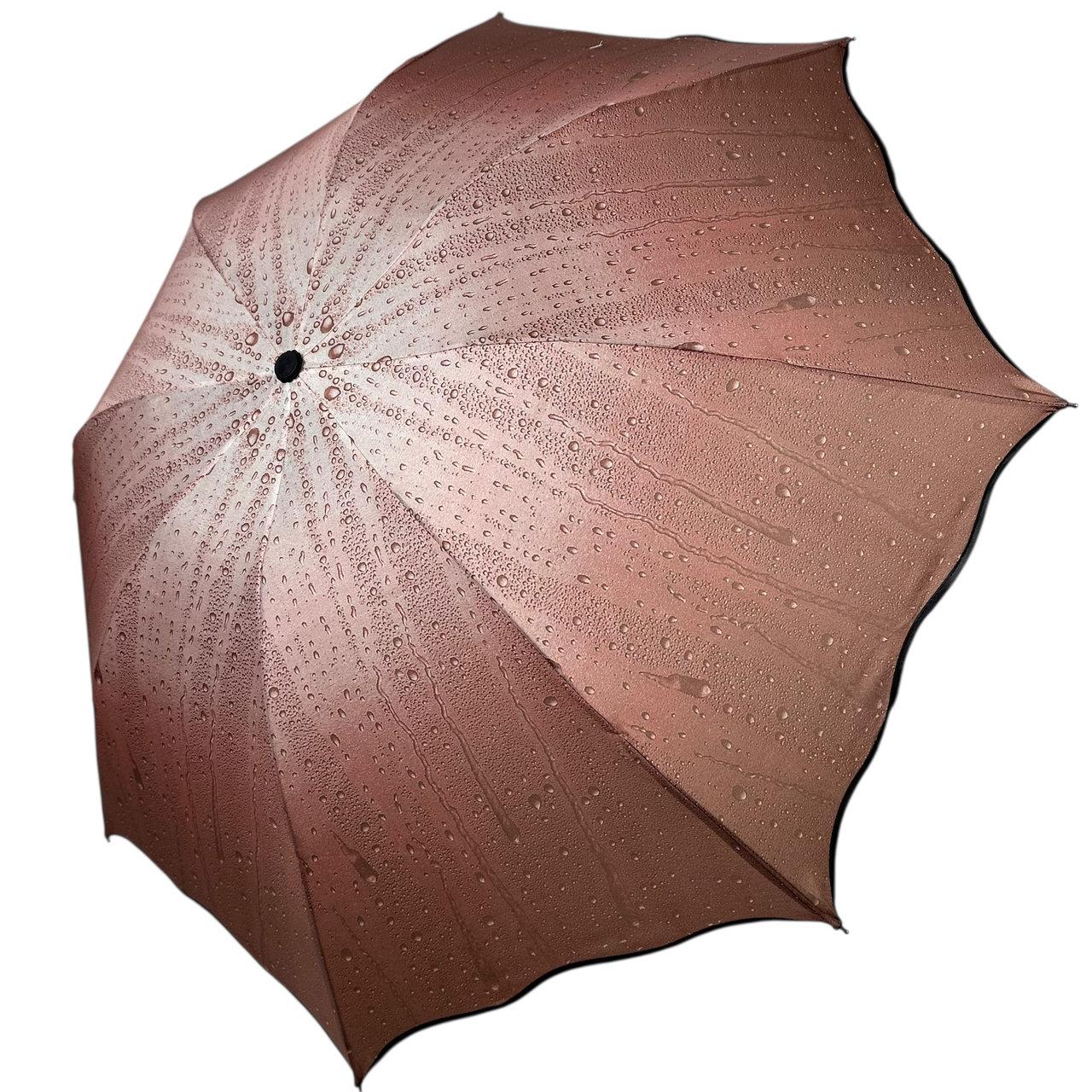 Жіноча механічна парасоля із зворотним механізмом складання,бежевий, 0725-2