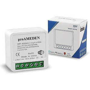 Розумний Wi-Fi перемикач proAMEDEN 16A – Компактний модуль, керування з телефону, інтеграція з Alexa, Google, Tuya
