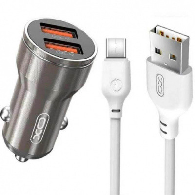 Автомобільний Зарядний Пристрій XO CC48 2USB/2.4A + (USB - Type-C) (Сірий)