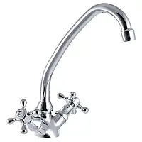 Змішувач для кухні D&L Mayfair двовентильний латунь кран-букса кераміка на 2 шпильки.