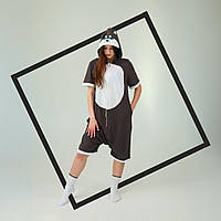 Летний кигуруми хаски серий с коротким рукавом на пуговицах и с карманами кегуруми 4018