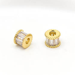 Кулон з інкрустацією цирконом мідний позолота 8х6 мм Ø 2,8 мм 1 шт. Золото