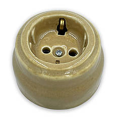 Розетка ретро накладна із заземленням RE керамічна капучино 48326045