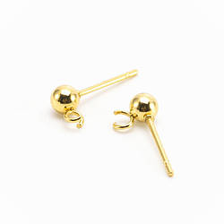 Основи для сережок Bead 4 мм мідні 18К позолота 15,5х7 мм 1 пара Золото