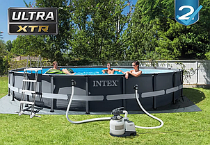 Каркасний басейн Intex 26334, ULTRA XTR FRAME POOL 610х122 см з фільтром насосом, драбиною, підстилкою, тентом