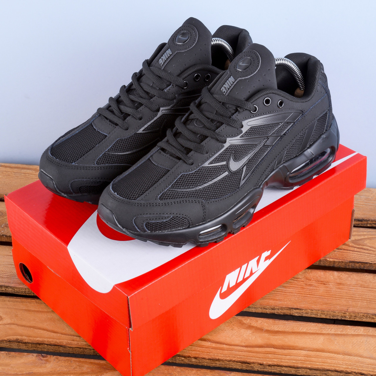 Чоловічі Кросівки Nike Shox повністю чорні, фото 1