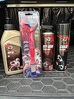 Набір для догляду за мототехнікою (щітка, мастило, очисник, масло 4T) К2