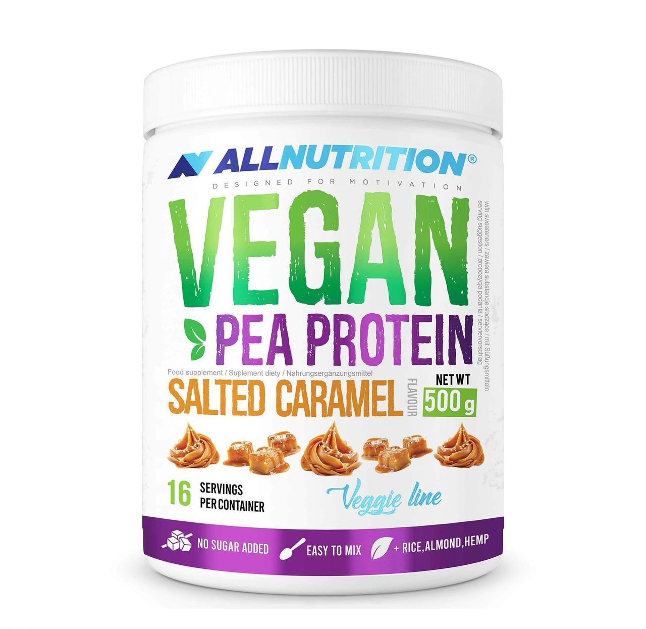 Протеїн AllNutrition Vegan Pea Protein Salted Caramel, 500 г, фото 1