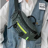 Сумка на пояс або в руку бананка сірого кольору (20263138), фото 3