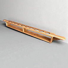 Підставка для чарок рюмок стопок "Байків". Ясень Lasco d=40мм х10 отворів, 780 х 60 х 70h мм 1313-SCL