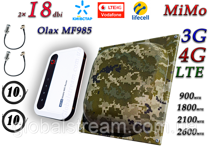 Повний комплект 4G WiFi Роутер Olax MF985 з акумулятором 3000 mAh + MiMo антеною до 18 дБ (KS, VD, Life)