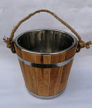Відро 9 л з дуба з нерж вставкою, фото 2