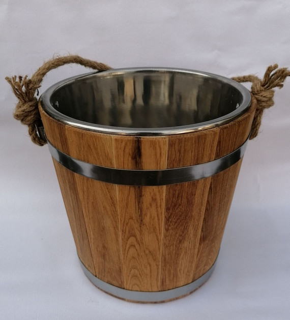 Відро 9 л з дуба з нерж вставкою, фото 1