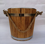 Відро 9 л з дуба з нерж вставкою, фото 3