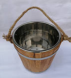 Відро 9 л з дуба з нерж вставкою, фото 4