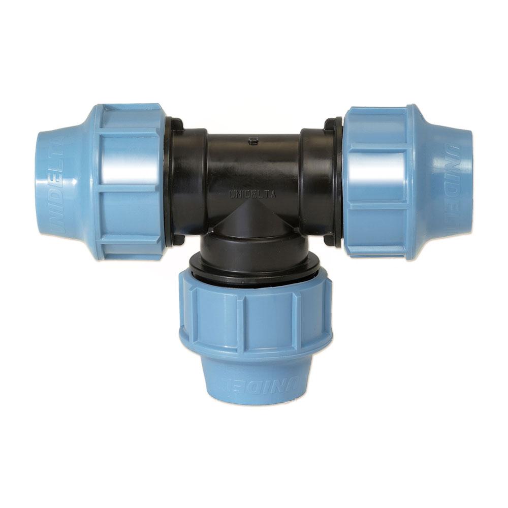 Трійник з'єднувальний для поліетиленових труб Unidelta 1005 Ø32 PN16 PP-B з УФ захистом (67239), фото 1
