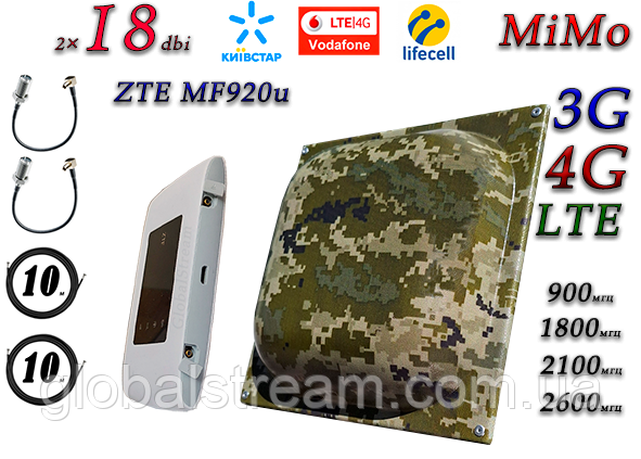 Повний комплект 4G/LTE/3G WiFi Роутер ZTE MF920u + MiMo антеною до 18 дб Кіївстар, Vodafone, Lifecell УКР!