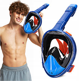 Маска для снорклінгу TSUNAMI повнолицьова, зі складною трубкою Size L/XL Blue (P-5905973405461)