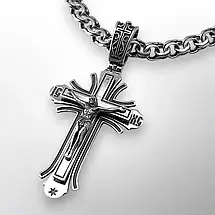 Товсті срібні ланцюжки з хрестиком або підвіскою