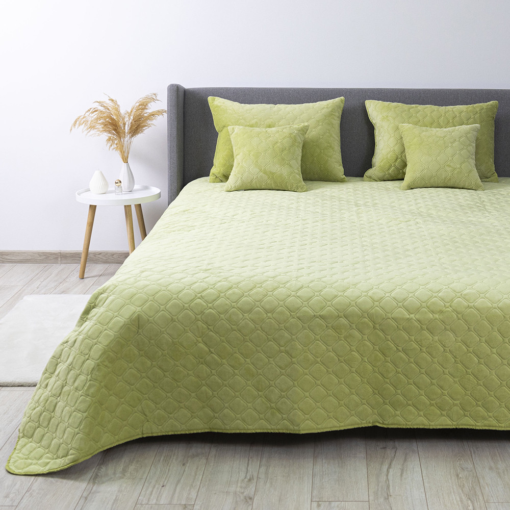 Покривало ТЕП "VELOUR" Салатове/Ромб круглий, 150x210, фото 1