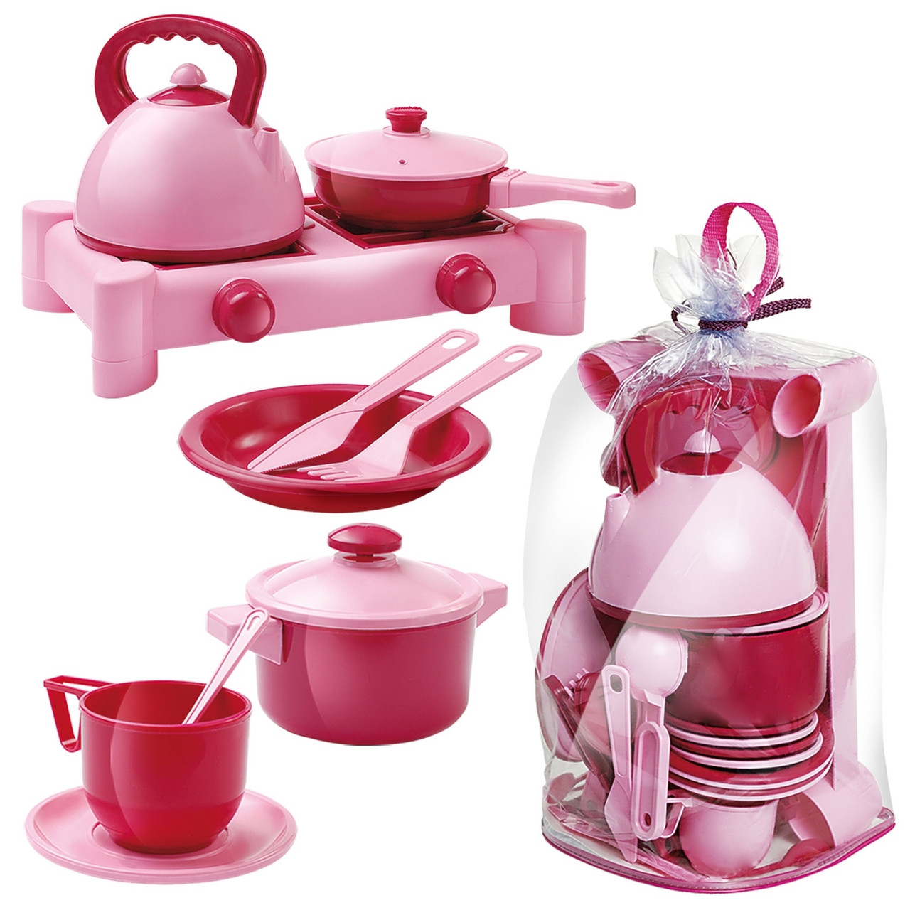 Набір посуду для дітей з газовою плитою 1047, іграшковий посуд 34 елементи, фото 1